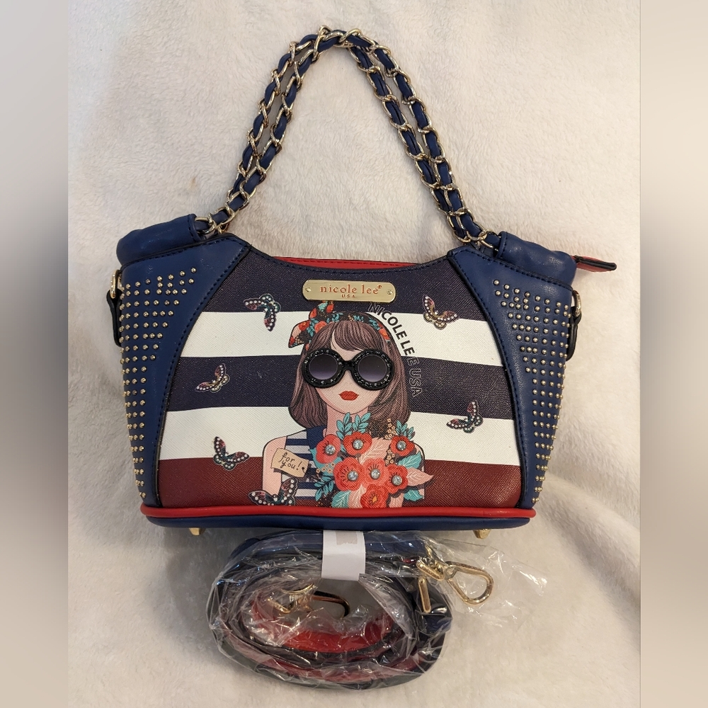 NEW Nicole Lee 'Judith Loves Flowers' Top Handle Emb Purse with Crossbody Strap